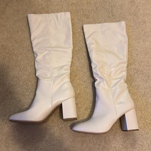 Cream Knee High Boots